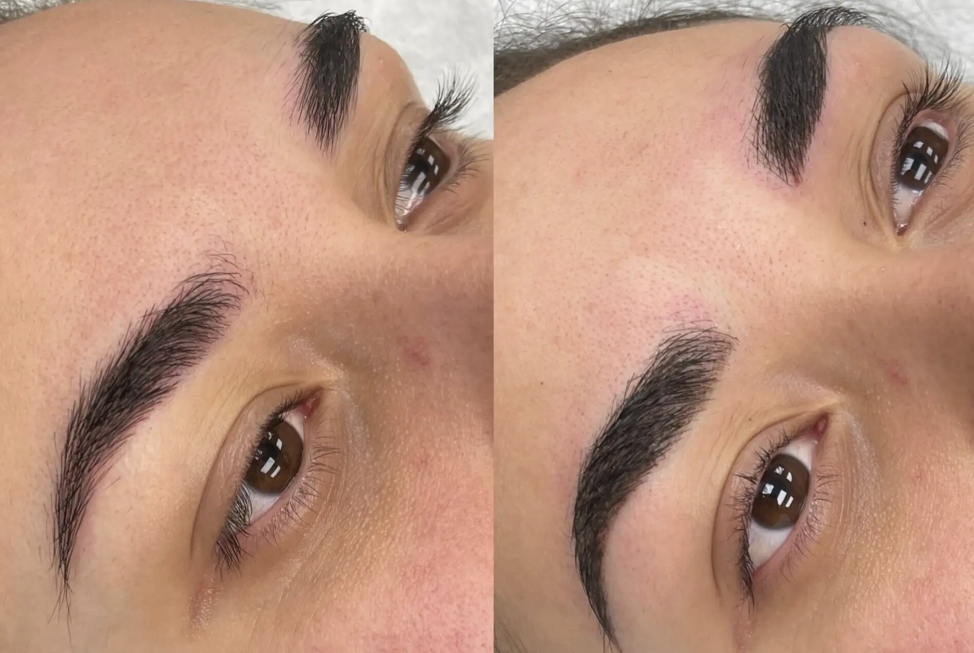 Before and after Nano Brows on oily skin